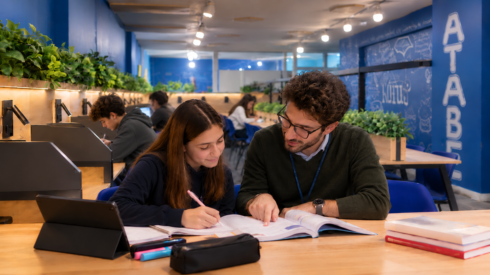 Atabey Kurs öğrencileri ders çalışırken